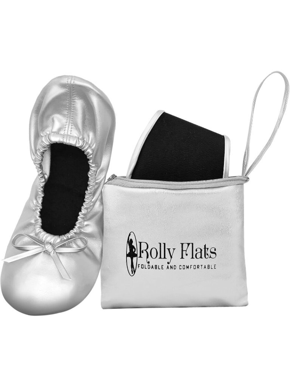 Women's Silver Fit in Your Purse Round Toe Casual Foldable Ballet Flat Shoes